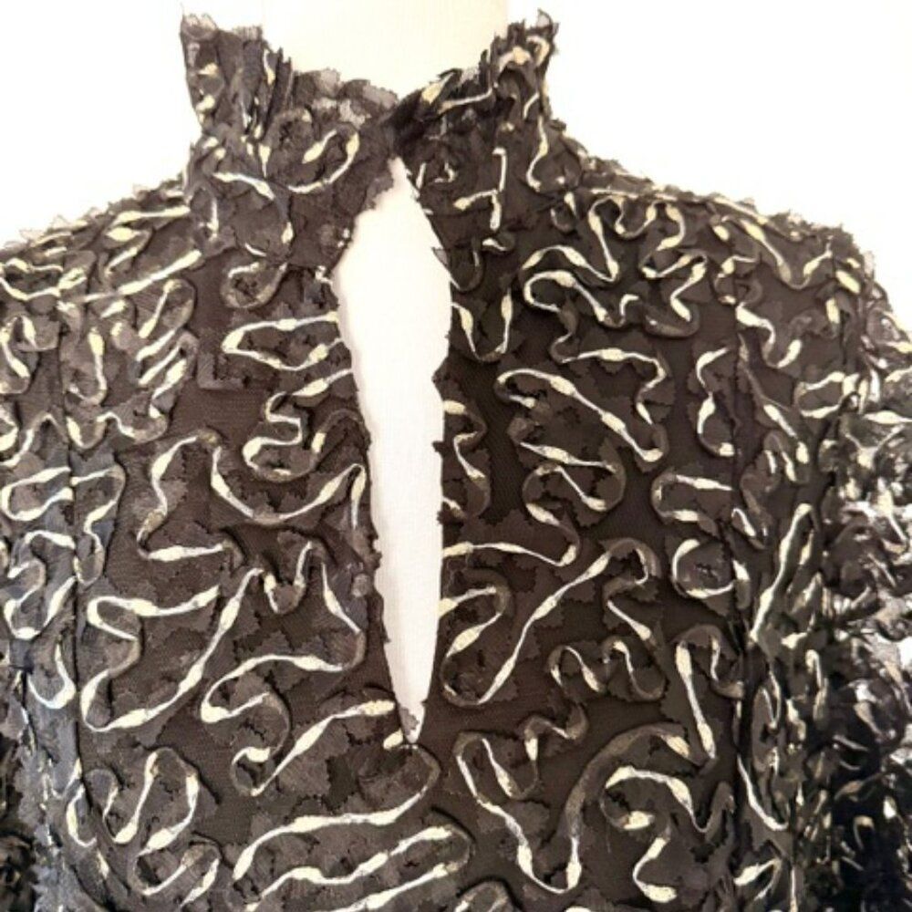 Tuckernuck Nightly Organza Black Gold Palmerston Dress Size Large - Picture 3 of 7